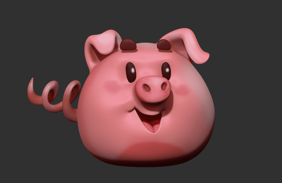 High Poly do Porco (3D) feito a partir do concept art do Porco 2D